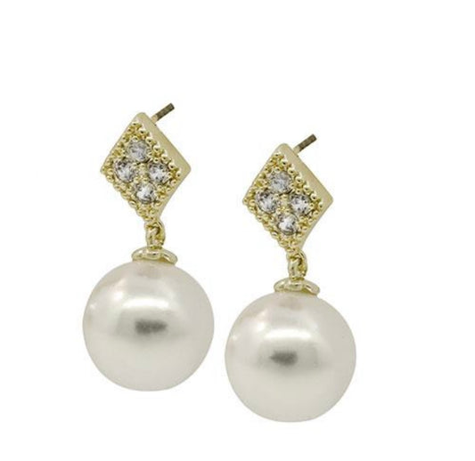 Pearl + CZ Earrings